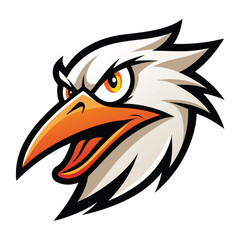 Aggressive pelican mascot logo design featuring a snapped beak and bold colors