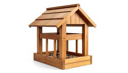 Wooden bird feeder, rustic design
