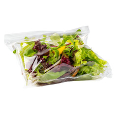 Prepackaged fresh salad mix convenient and healthy featuring vibrant greens and colorful vegetables sealed for freshness Ready to eat!