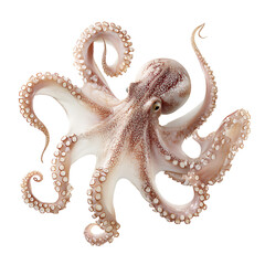 Obraz premium An image of an octopus with a bulbous body eight arms and pale pink coloration against a contrasting dark background