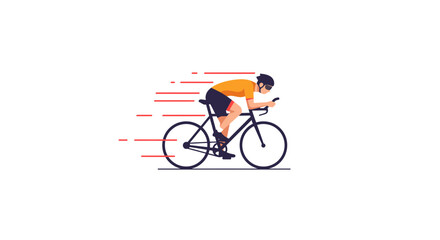 Dynamic cyclist races forward with speed lines, capturing motion and athletic achievement in a modern style.