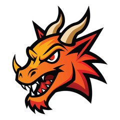 Dynamic mad dragon head mascot logo breathing fiery breath with bold letter b