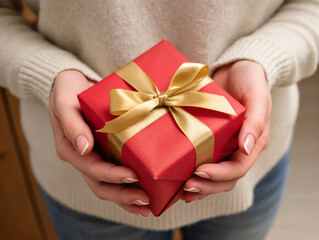 woman holding a gift