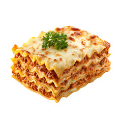 Classic lasagna: layers of pasta rich meat sauce creamy cheese and fresh parsley on top A comforting and delicious Italian meal