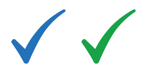 Two Check Mark Icons Blue and Green on Transparent Background