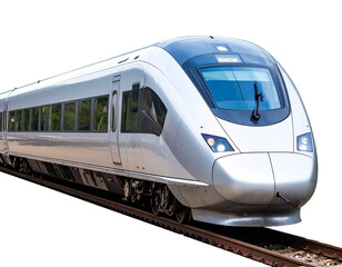 Fototapeta premium Modern Passenger Train, Front View, Isolated on White Background