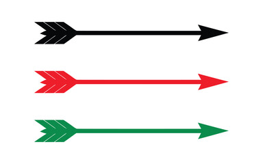 Fototapeta premium Red Green and Black Arrows Pointing Right on Transparent Background