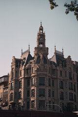 Beautiful historic architecture and buildings in Porto, Portugal. European city facade