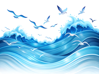 sea waves illustration isolated on white background. PNG Transparent file type with high definition quality And vibrant color grading Available.