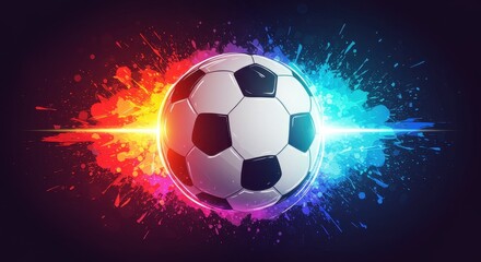 Naklejka premium Soccer ball with fire and blue energy flames 