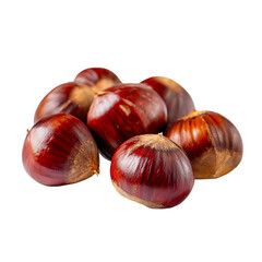 A glossy collection of sweet chestnuts with their smooth reddish-brown shells ready to be roasted or used in culinary dishes