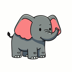 A charming illustration depicts an adorable baby elephant with large, expressive ears and a playful trunk, perfect for children's designs.