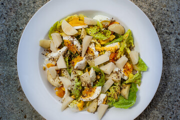 Fresh ingredients in a white plate