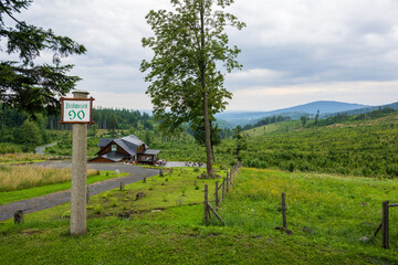 rural landscape with a house in the background
