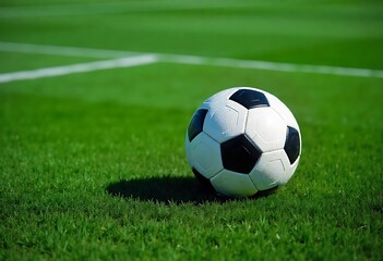 Fototapeta premium Generative AI: Soccer ball on field.