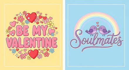 Fototapeta premium Valentine's Day and Love Cards with Sweet Graphics Design