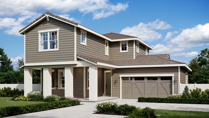 Modern Two Story Family Home with Attached Garage and Spacious Yard