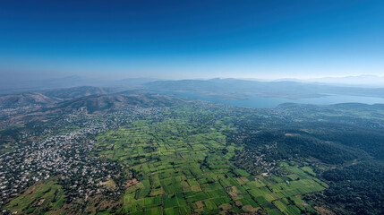 Obraz premium breathtaking aerial view captures natural landscapes and urban environments across diverse countries and continents