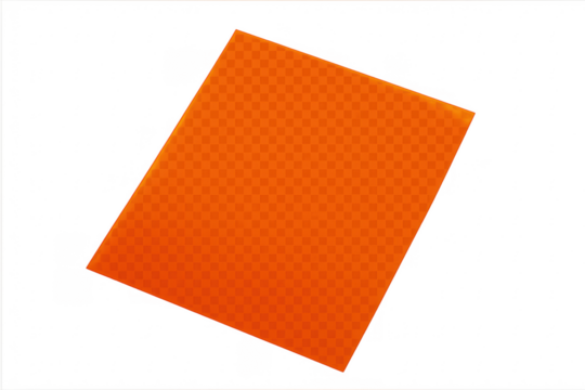 Orange sticky note with checkered pattern on transparent background