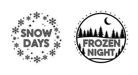Fototapeta premium Snow days and frozen night designs in black and white