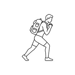 backpack exertion runner with a heavy backpack training for a marathon running outdoors in athletic gear demonstrating endurance and commitment ideal for fitness blogs