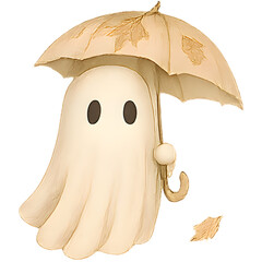 Sepia Kawaii Ghost Hugging Child &mdash; No. 076