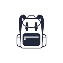 backpack a simple graphic illustration of a hiking rucksack with straps buckles and a pocket ideal for travel blogs back-to-school and outdoor gear marketing.