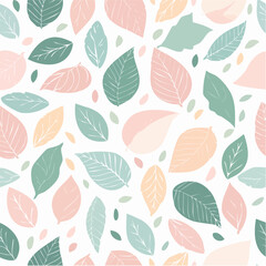 Pastel Pink, Peach, and Teal Leaf Pattern.