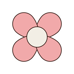 Groovy y2k flower in abstract pink style. This cute groovy element stands out as a stylish symbol and playful retro doodle. Trendy and graphic, perfect for vintage pop projects.