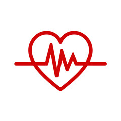 A vibrant red heart graphic with an electrocardiogram line, symbolizing health and vitality.