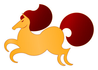 Chinese zodiac sign horse character line art, isolated on transparent. 2026 Lunar New Year hand drawn vector illustration. Traditional holiday celebration design elements, seasonal banner, card