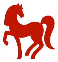 Chinese zodiac sign horse silhouette flat, isolated on transparent. 2026 Lunar New Year hand drawn vector illustration. Traditional holiday celebration design elements, seasonal banner, card