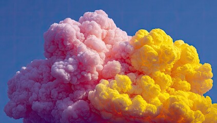 Vibrant pink and yellow cloud formation against a vibrant blue sky