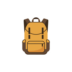 yellow backpack illustration a cartoonish bag with brown accents ideal for travel and adventure-themed graphics showcasing a backpack for school travel and outdoors