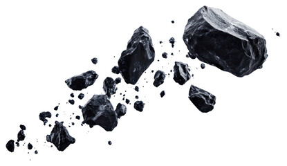 PNG Black asteroid belt background isolated stones.