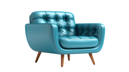 blue leather armchair isolated on white