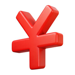 Obraz premium 3d red japanese yen symbol realistic render finance economy business investment transparent background