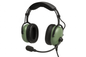 Professional headset with boom microphone on transparent background