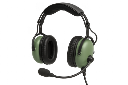 Professional headset with boom microphone on transparent background