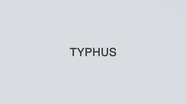 Typhus concept word hand holding stethoscope on white background for infection monitoring, diagnosis, treatment, prevention, wellness, and infectious disease awareness