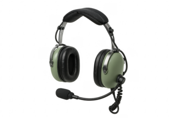 Professional headset with microphone isolated on transparent background
