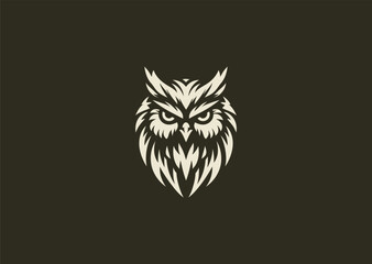 A fierce owl logo in clean line art, symbolizing vigilance, wisdom, and strength.
