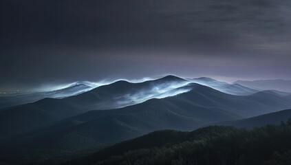Misty mountain range at twilight (1)