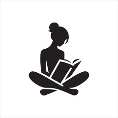 Silhouette of a Woman Reading a Book in a Relaxed Pose.