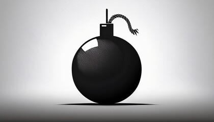 a minimalist black and white silhouette design of a bomb against a plain white background