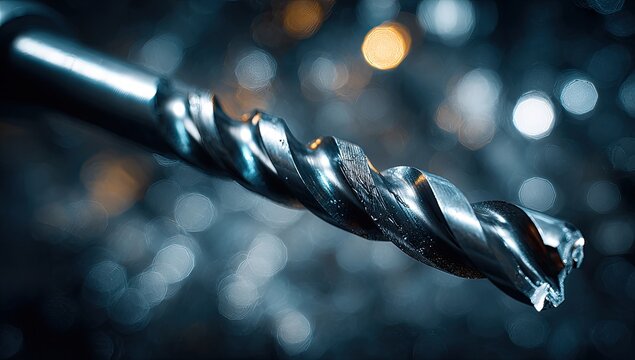 Close-up of a metal drill bit
