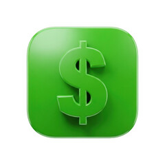 Obraz premium 3d green dollar sign icon with subtle gloss and realistic shading transparent background