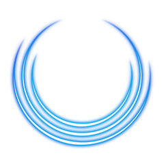 Triple blue glowing arc design on transparent background
