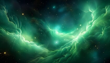 abstract green nebula space background texture