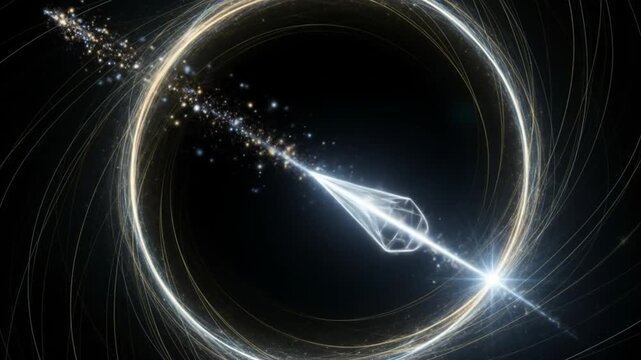 Abstract Futuristic Geometric Animation with Rings, Light Streaks and Particles Creates Dynamic
